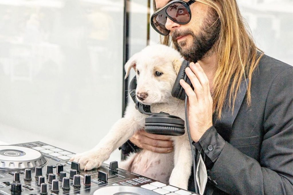 DJ with puppy